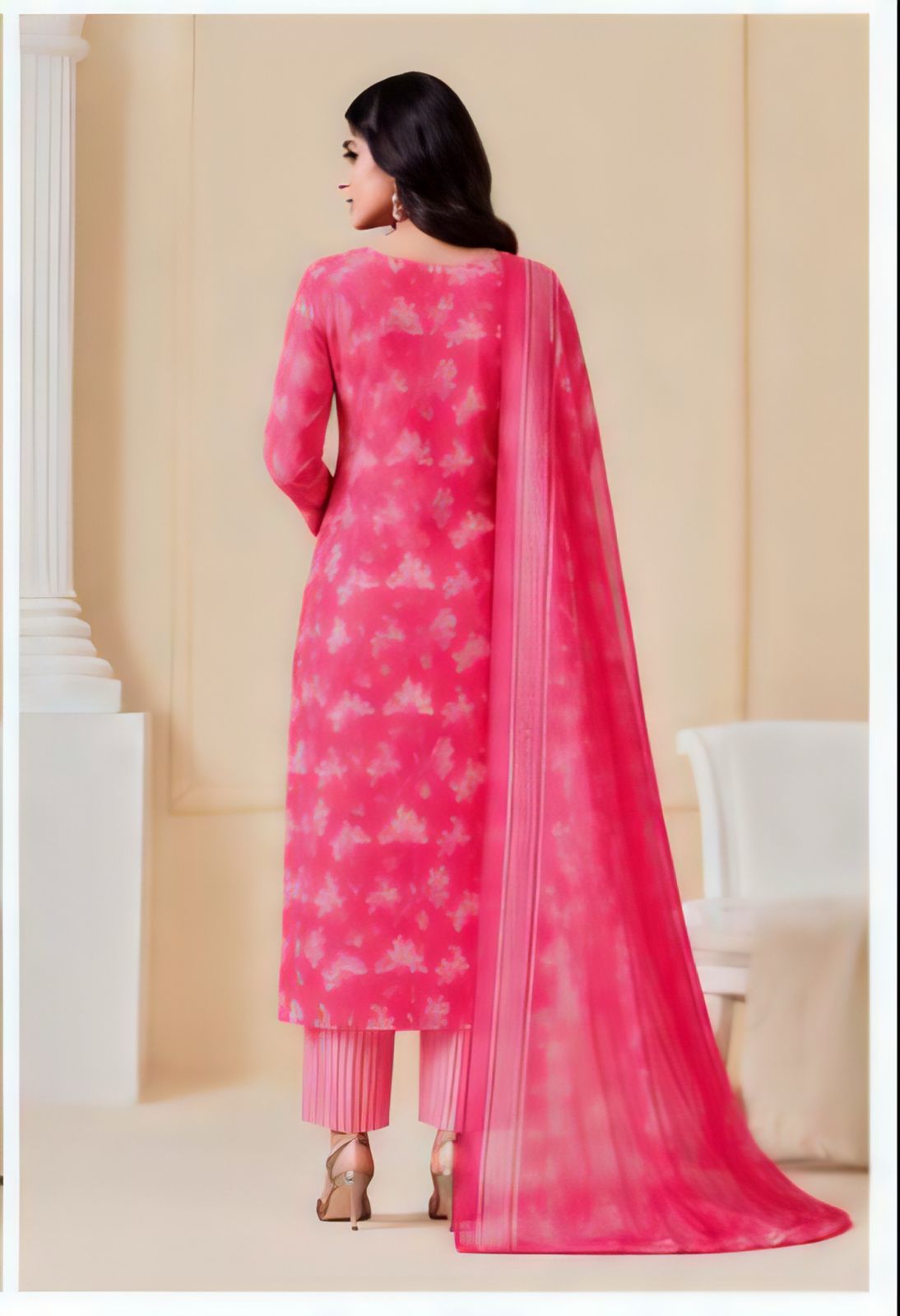 Premium Vibrant Fuchsia Pink 100% Cotton Kurta Set with Dupatta