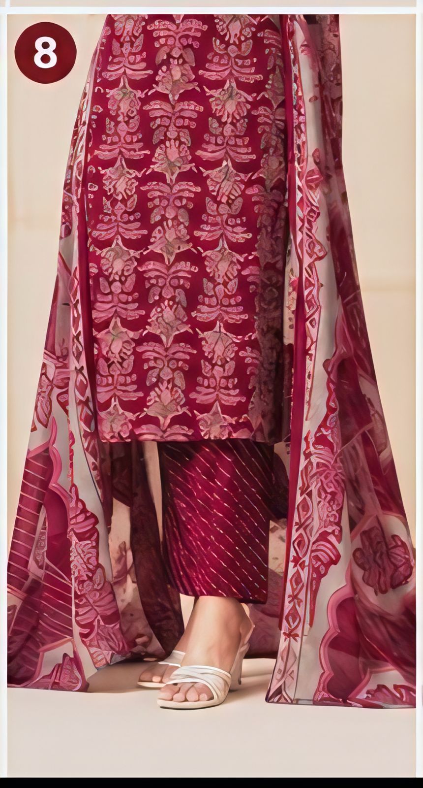 Premium Wine Floral Print 100% Cotton Kurta Set with Dupatta
