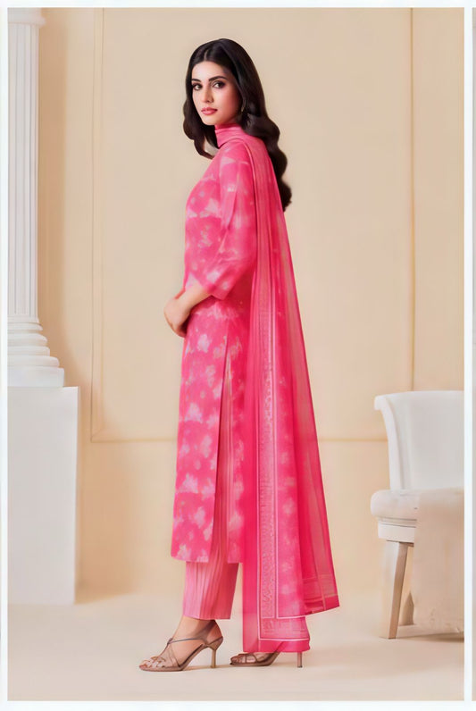 Premium Vibrant Fuchsia Pink 100% Cotton Kurta Set with Dupatta